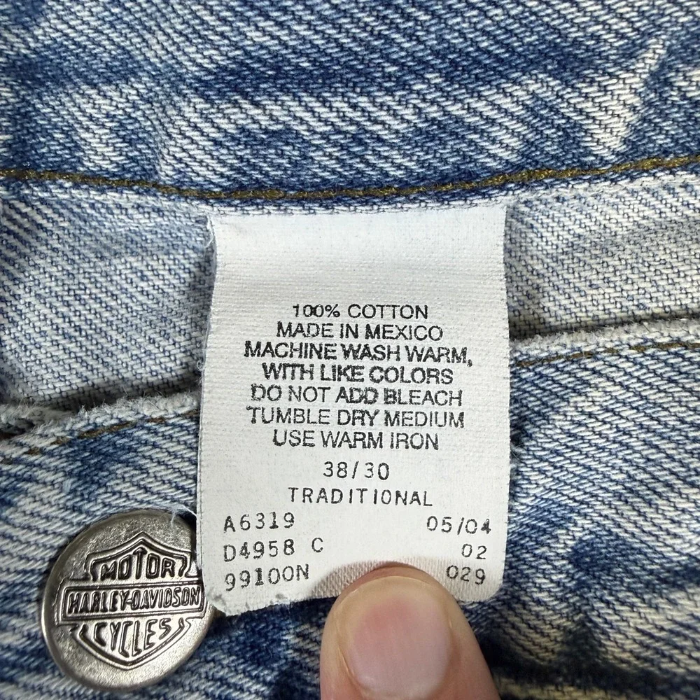 Harley-Davidson Mens Traditional Fit Light Wash Denim Jeans 38x30 Blue A6319
